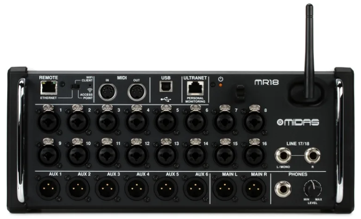 Midas 18-Input Digital Mixer for iPad/Android Tablets with 16 Midas PRO Preamps, Integrated WiFi Module and Multi-Channel USB Audio Interface