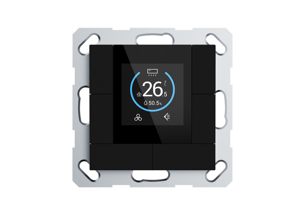 مستشعر زر ضغط مع شاشة معاينة، لون أسود مطفي GVS KNX