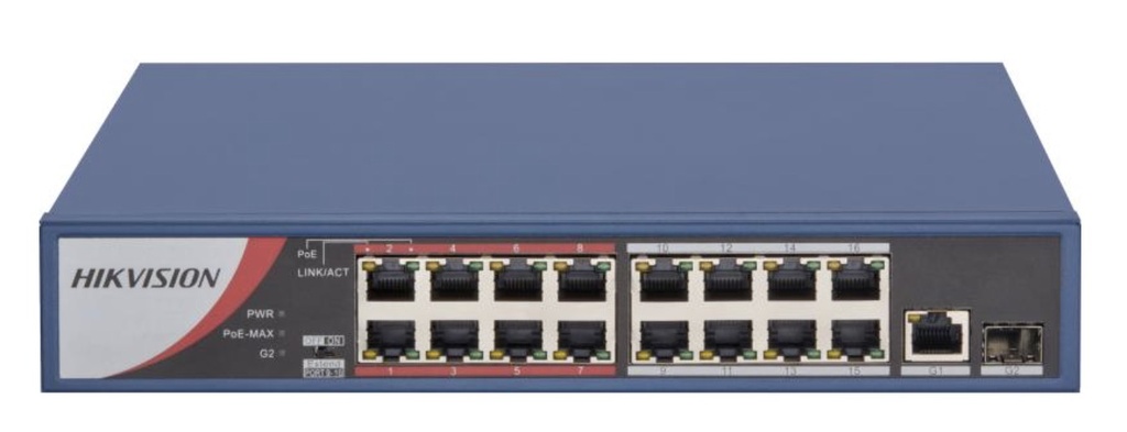Hikvision 16 Port Fast Ethernet Unmanaged POE Switch