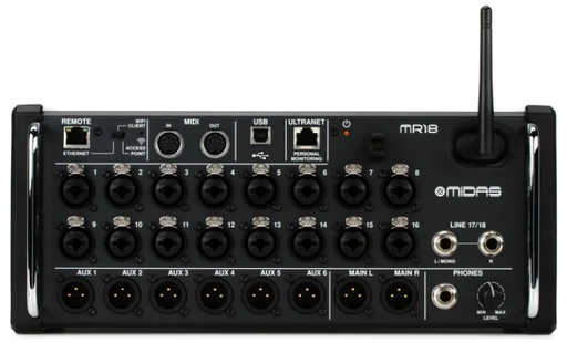 [MR18] Midas 18-Input Digital Mixer for iPad/Android Tablets with 16 Midas PRO Preamps, Integrated WiFi Module and Multi-Channel USB Audio Interface