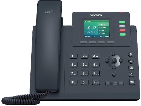 [T33G] VoIP/SIP Phone, 4-Lines, 2 x Gigabit Ports, PoE, 2.4-inch Color Display