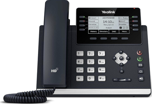 [SIP-T43U] Yealink VoIP/SIP Phone, 12-Lines, 2 x Gigabit Ports, PoE, 3.7-Inch Greyscale LCD Display