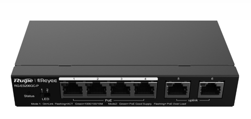 [RG-ES206GC-P] Ruijie 6-Port Gigabit Smart Cloud Managed PoE Switch