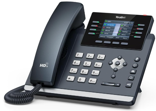 [SIP-T44U] Yealink VoIP/SIP Phone, 12 Lines, 2 x Gigabit Ports, PoE, 2.8-inch Color LCD Display
